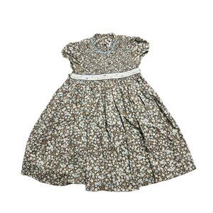 Lulu & Me Smocked Brown Floral Dress
